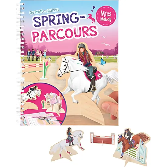 Kreativbuch Miss Melody Spring Parcours mit Reitern, Hindernissen und Reitplatz