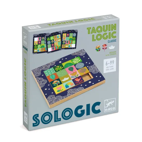 SOLOGIC Taquin Logikpuzzle von Djeco - 15-teiliges Holzschiebepuzzle zur Förderung von Logik und Konzentration.
