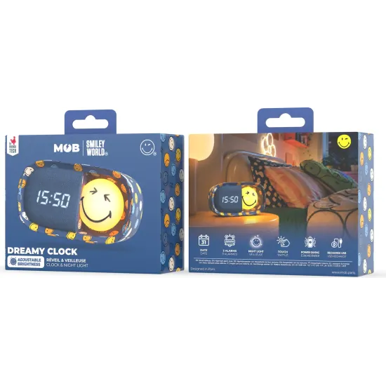 Kinderwecker mit Nachtlicht MOB Dreamy Clock Smiley blau Kinderwecker mit Nachtlicht MOB Dreamy Clock Smiley blau
