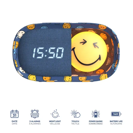 Kinderwecker mit Nachtlicht MOB Dreamy Clock Smiley blau Kinderwecker mit Nachtlicht MOB Dreamy Clock Smiley blau