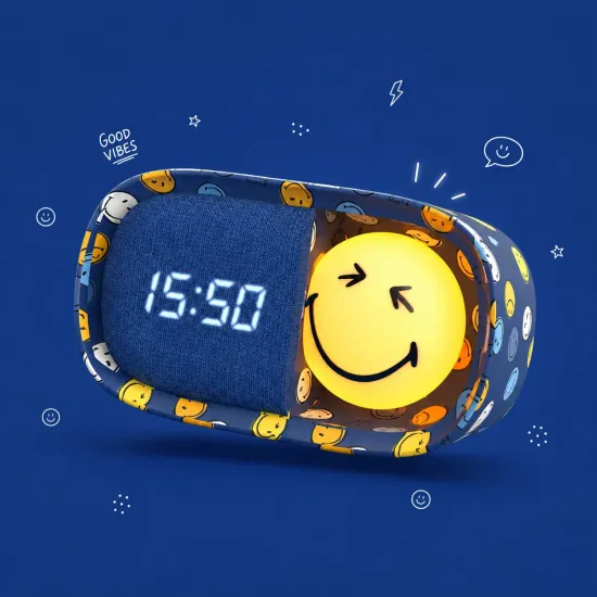 Kinderwecker mit Nachtlicht MOB Dreamy Clock Smiley blau Kinderwecker mit Nachtlicht MOB Dreamy Clock Smiley blau