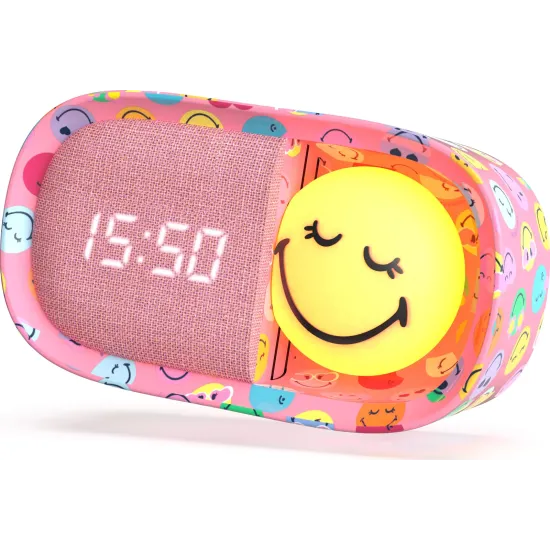 Kinderwecker mit Nachtlicht MOB Dreamy Clock Smiley rosa
