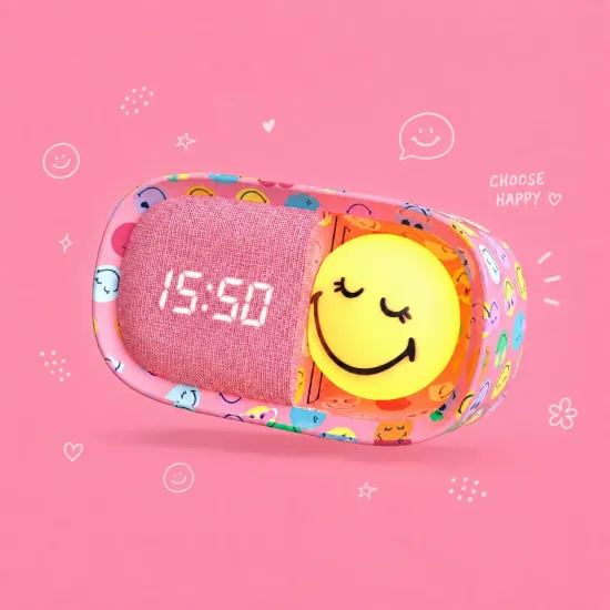 Kinderwecker mit Nachtlicht MOB Dreamy Clock Smiley rosa