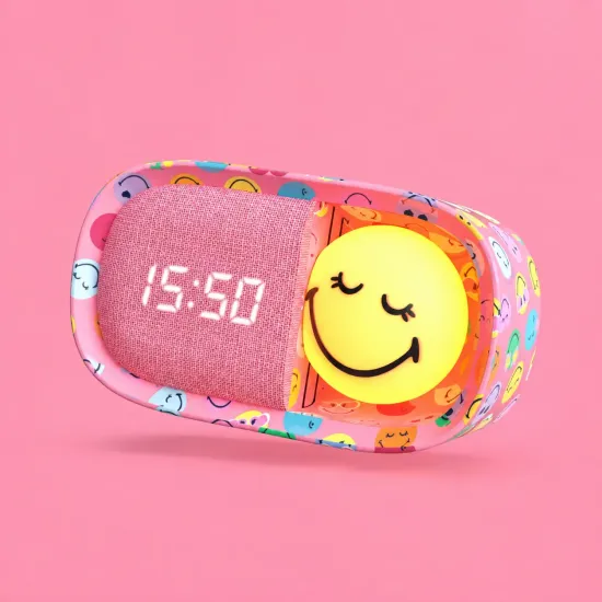 Kinderwecker mit Nachtlicht MOB Dreamy Clock Smiley rosa