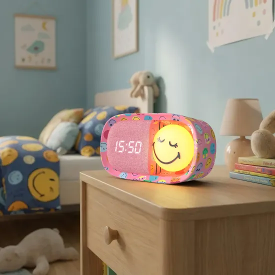 Kinderwecker mit Nachtlicht MOB Dreamy Clock Smiley rosa