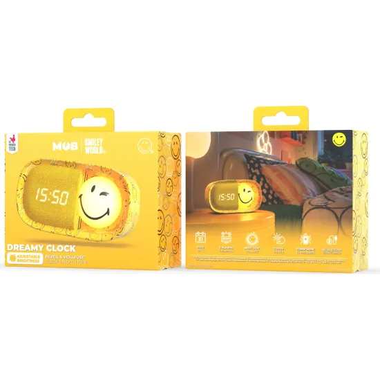 Kinderwecker mit Nachtlicht MOB Dreamy Clock Smiley gelb Kinderwecker mit Nachtlicht MOB Dreamy Clock Smiley gelb