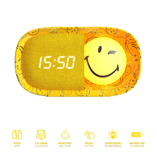 Kinderwecker mit Nachtlicht MOB Dreamy Clock Smiley gelb Kinderwecker mit Nachtlicht MOB Dreamy Clock Smiley gelb