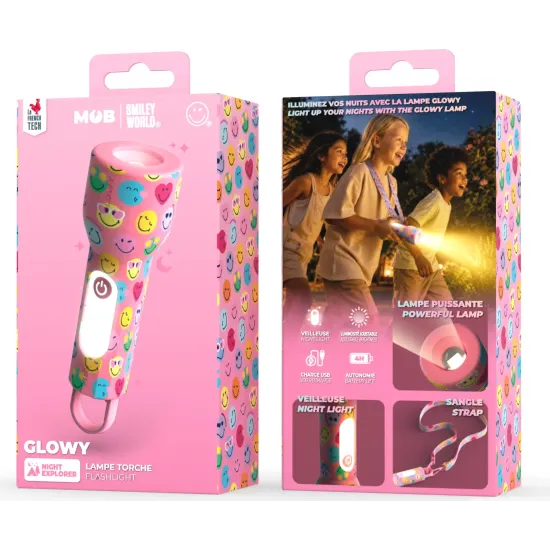 Kinder-Taschenlampe MOB Glowy Smiley Flashlight rosa