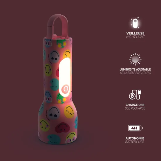 Kinder-Taschenlampe MOB Glowy Smiley Flashlight rosa