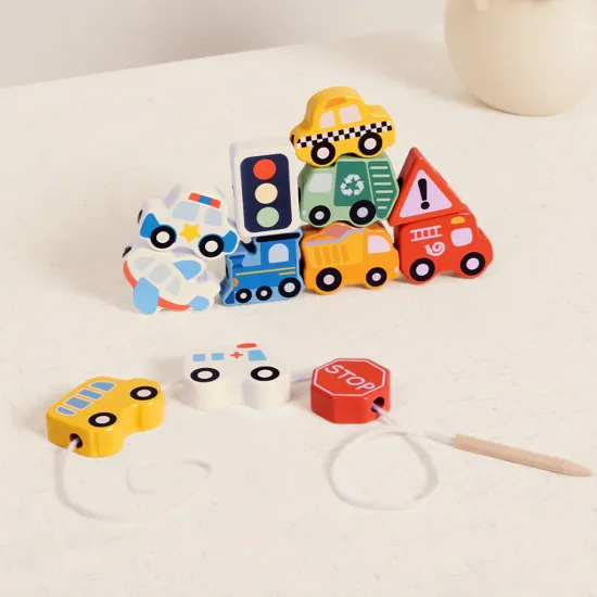 Tooky Toy Fädelspiel Fahrzeuge