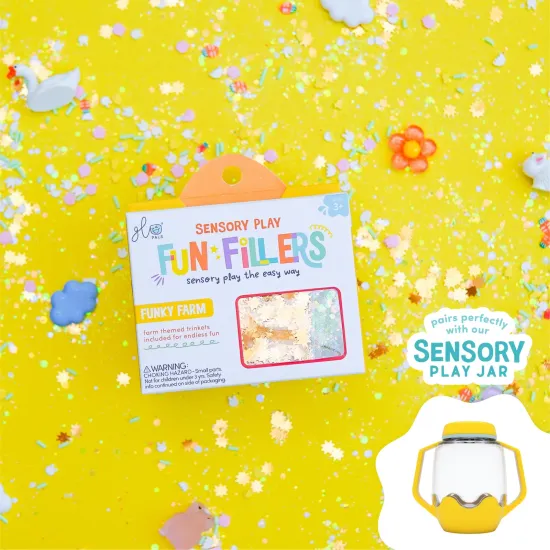 Glo Pals Sensory Bottle Honey Bee: ein leuchtendes Spielzeug für Kinder mit gelb Design.