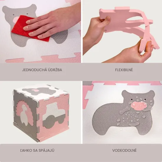 Spielmatte Puzzle Farma – Kinderschaummatte mit Puzzletieren und Randteilen für sicheres und kreatives Spielen.