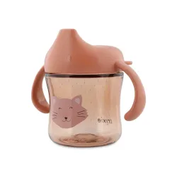 Trinklernbecher mit Trinktülle und Griffen Katze