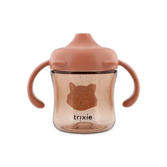 Trinklernbecher mit Trinktülle und Griffen Katze