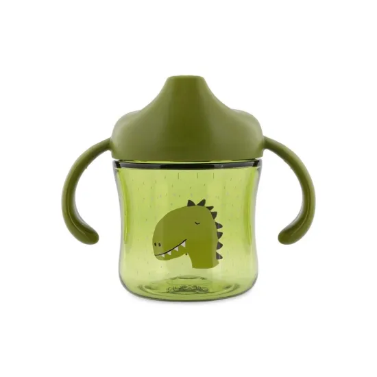 Trinklernbecher mit Trinktülle und Griffen Dino