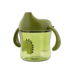 Trinklernbecher mit Trinktülle und Griffen Dino