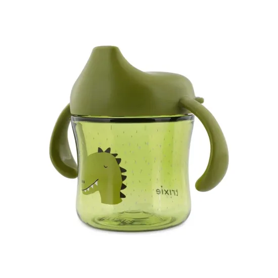 Trinklernbecher mit Trinktülle und Griffen Dino