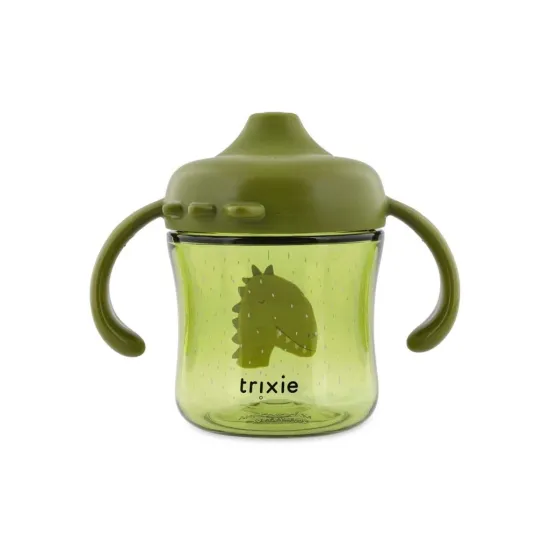 Trinklernbecher mit Trinktülle und Griffen Dino