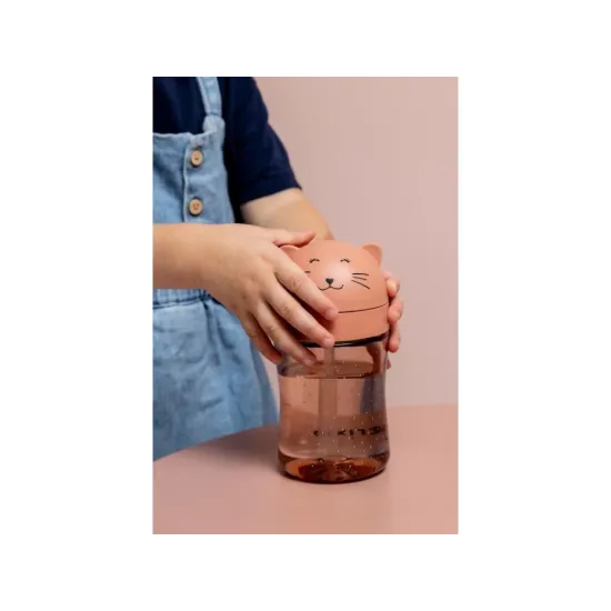 Becher mit Strohhalm Katze