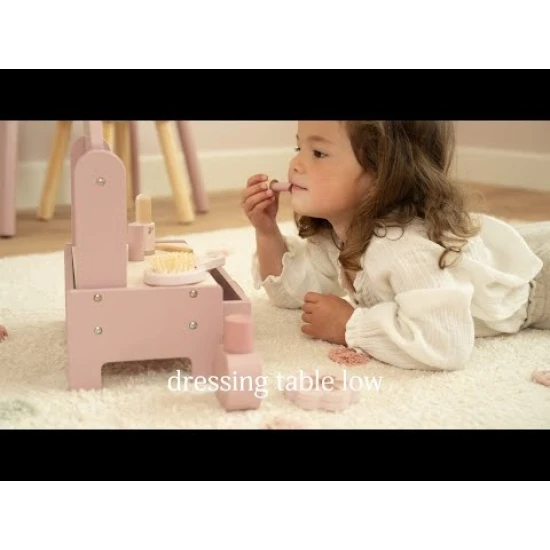 Kleiner holländischer Schminktisch aus Holz für Kinder mit Accessoires und Spiegel