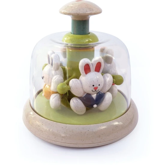 Hasenkarussell (BIO) – ein interaktives Spielzeug mit sanfter Rotation und Geräuschen für Babys.