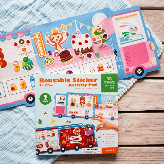 Kreatives Stickerset für Kinder: Eiscreme und Feuerwehrauto