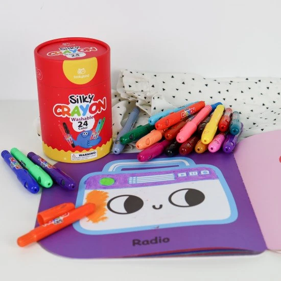 Bunte, weiche, abwaschbare Buntstifte für Kinder in einer praktischen Box – 24 Stück