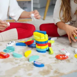Tierisches Jenga-Spiel für Kinder - Erstes Geschicklichkeitsspiel mit Tiermotiven