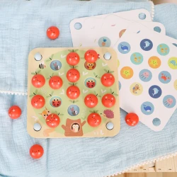 Holz-Memory-Spiel Pastellfarbene Äpfel – Lernspielzeug für Kinder