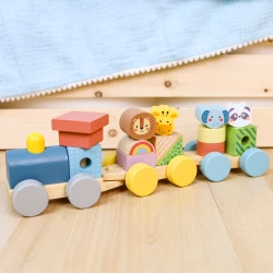 Holz-Zug mit Tierfiguren – Lernspielzeug für Kinder