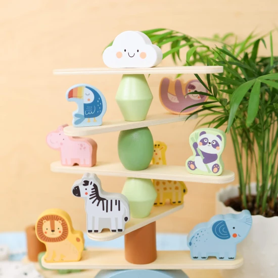 Balance-Spiel aus Holz für Kinder, Tiere, Pastellfarben, Tooky Toy