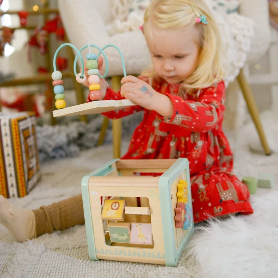 Motorikwürfel aus Holz Louka Pastel Tooky Toy