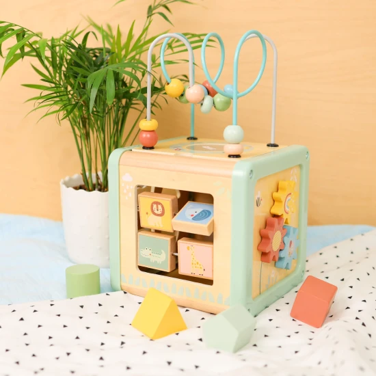 Motorikwürfel aus Holz Louka Pastel Tooky Toy