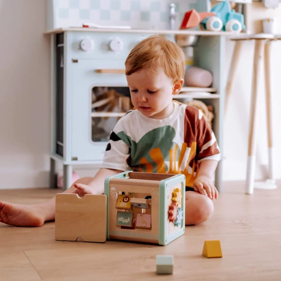 Motorikwürfel aus Holz Louka Pastel Tooky Toy