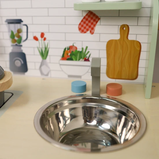 Kinderküche aus Holz Pastell