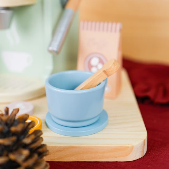 Holzkaffeemaschine für Kinder Pastell