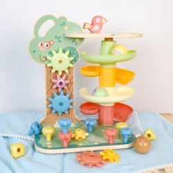 Bunte Kugelbahn und Konstruktionsset Pastell für Kleinkinder