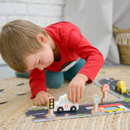 Pastellfarbene Spielzeug-Fahrzeuge und Verkehrsschilder Set, 12-teilig