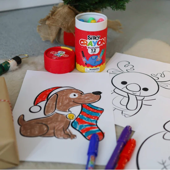 Bunte, weiche, abwaschbare Buntstifte für Kinder in einer praktischen Box – 12 Stück