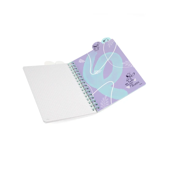 A5 Stitch Pastel-Notizbuch mit Spirale, Lesezeichen und quadratischen Seiten