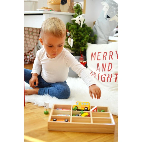 Tooky Toy Holzfahrzeug- und Verkehrsschild-Set