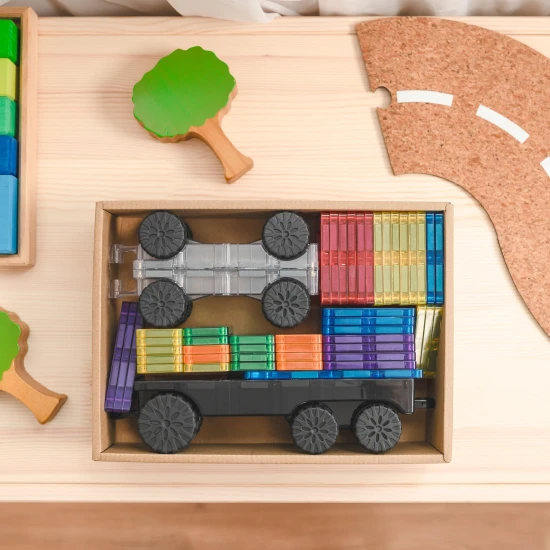 Magnetisches Bauset Rainbow Transport 50 Teile