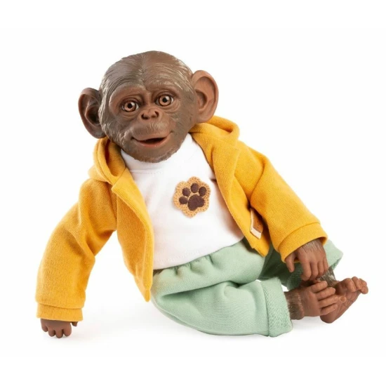 Süßes Affenbaby im gelben Pullover mit weichem Stoffkörper und Vinyl-Gliedmaßen, 32 cm.