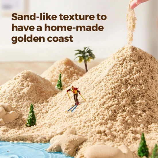 Kinetischer Sand für Kinder – Förmchen, Werkzeuge und Baufahrzeuge