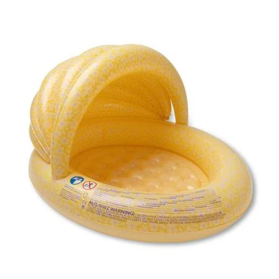 Aufblasbares Kinderbecken mit Baldachin Florish Yellow – gelbes Becken mit Blumenmuster.