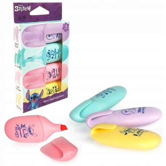 Markieren Sie mit Stil – Stitch Pastell Mini-Textmarker, 4 Stück