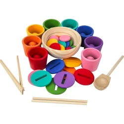 Kugeln, Becher und Münzen Regenbogenfarben 8 Farben