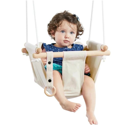 Kinder-Textilschaukel, 100 % Baumwolle, beige