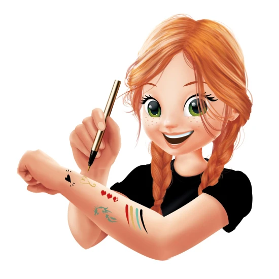 Gold Body Tattoo mit Kreativset Tattoostifte Gold