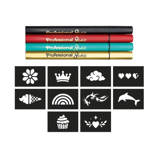 Gold Body Tattoo mit Kreativset Tattoostifte Gold